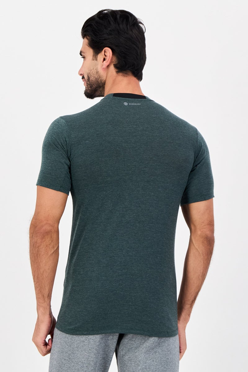 Adidas Men Slim Fit Brand Logo Short Sleeve Outdoor T-Shirt, Dark Sage - Image 3